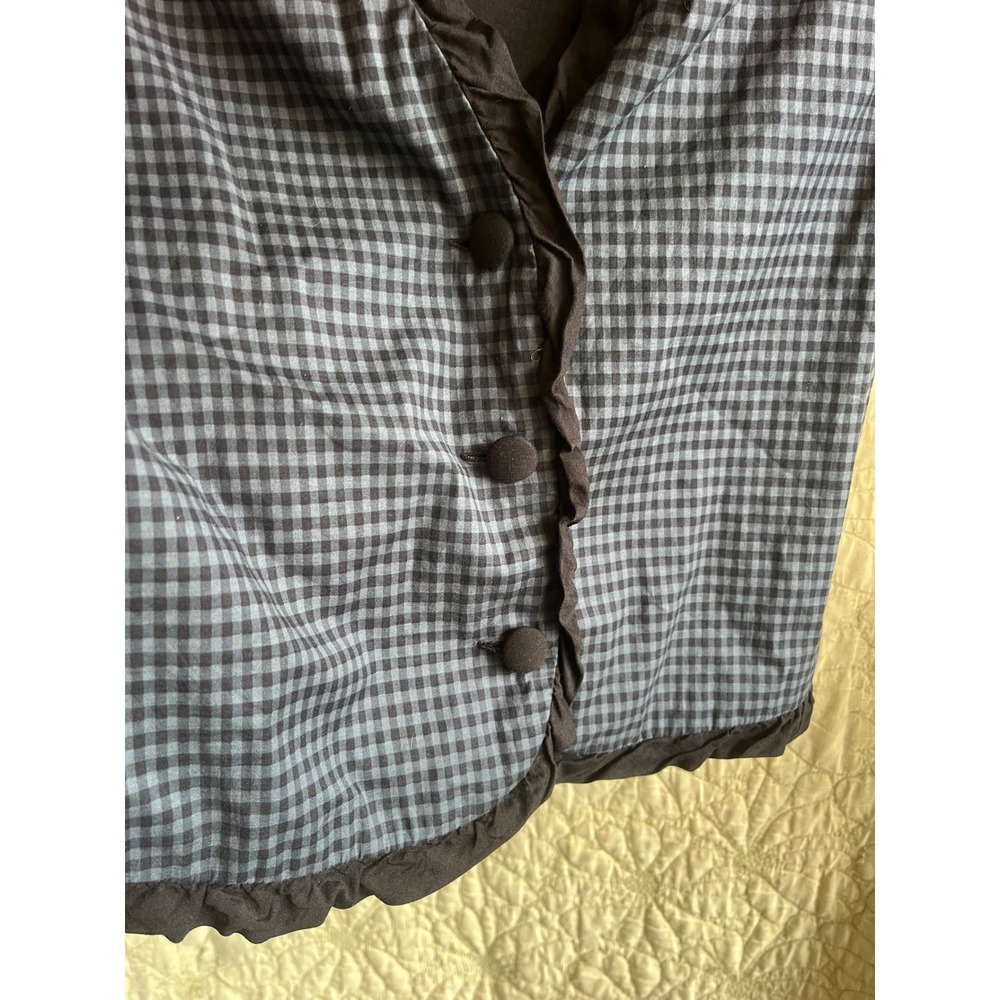 Reformation Bess Linen Top - Gingham Ruffle Puff Sleeve - Picture 4 of 9